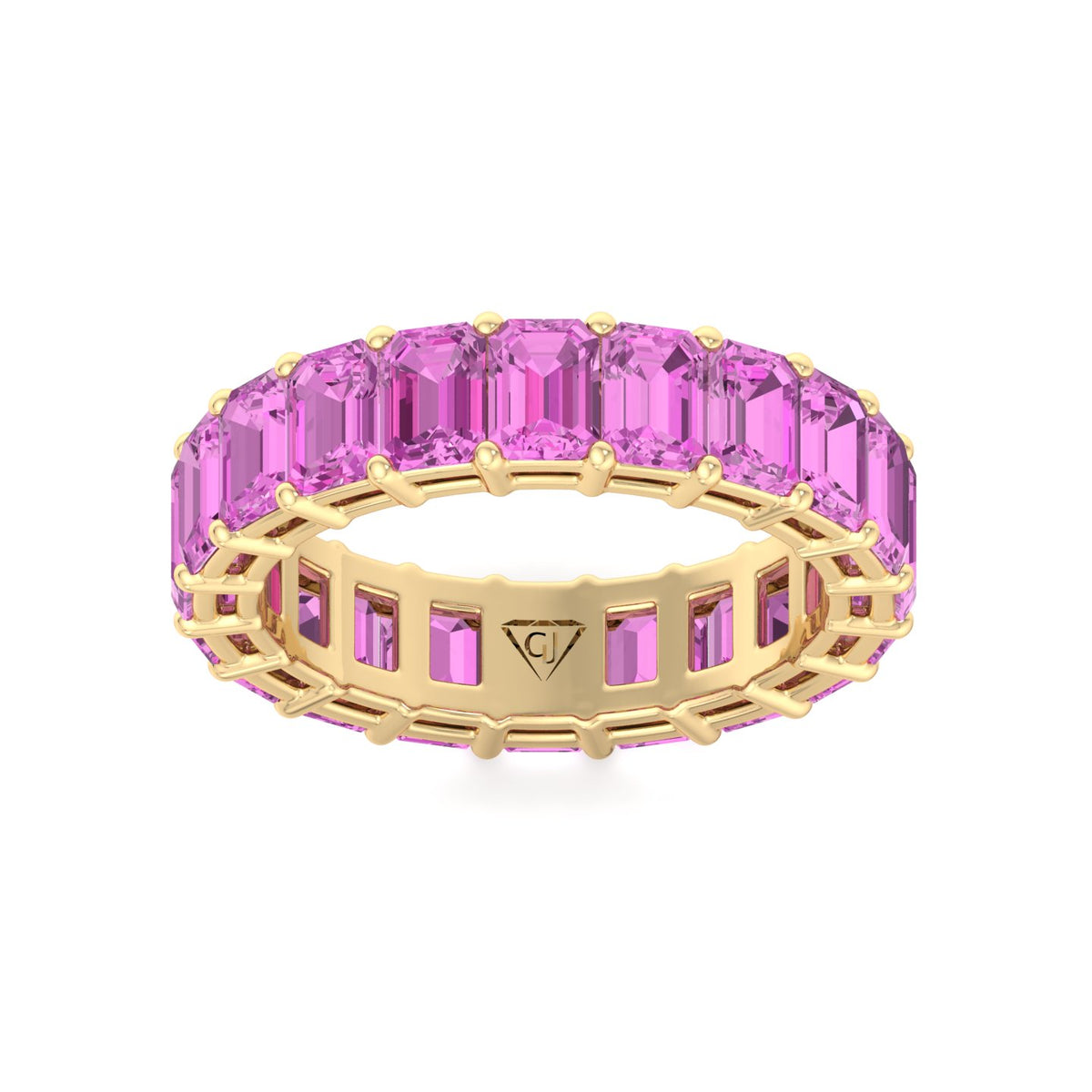 Mia - 5CT Pink Sapphire Eternity Band In Emerald Cut - Gem Jewelers Co