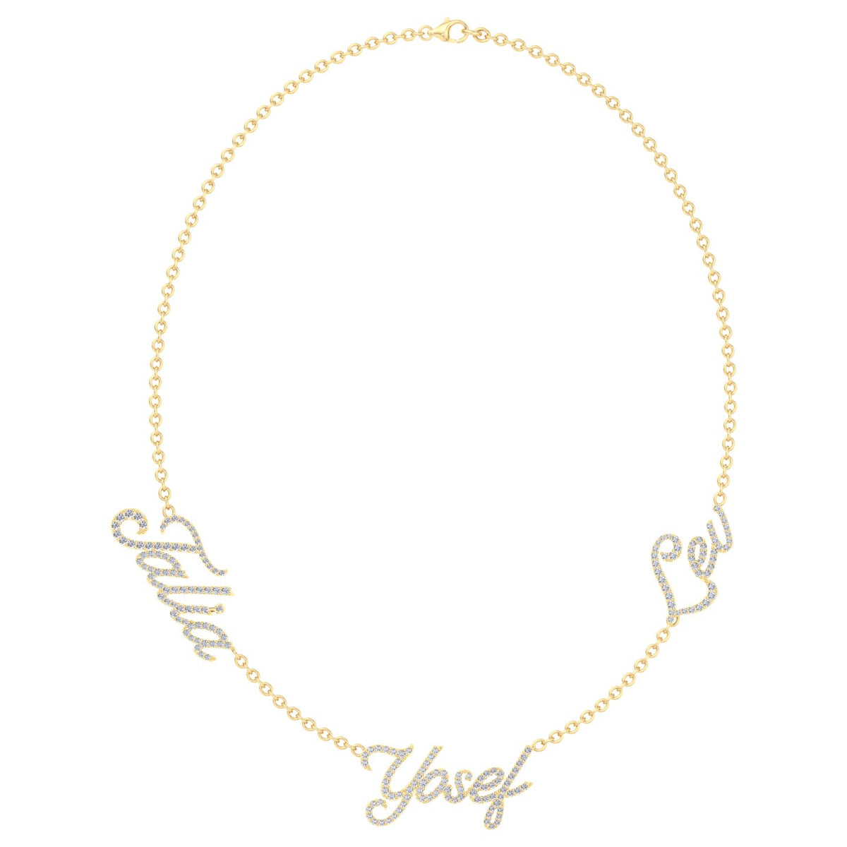 1.50CT T.W. Custom 3 Name Diamond Necklace - Gem Jewelers Co