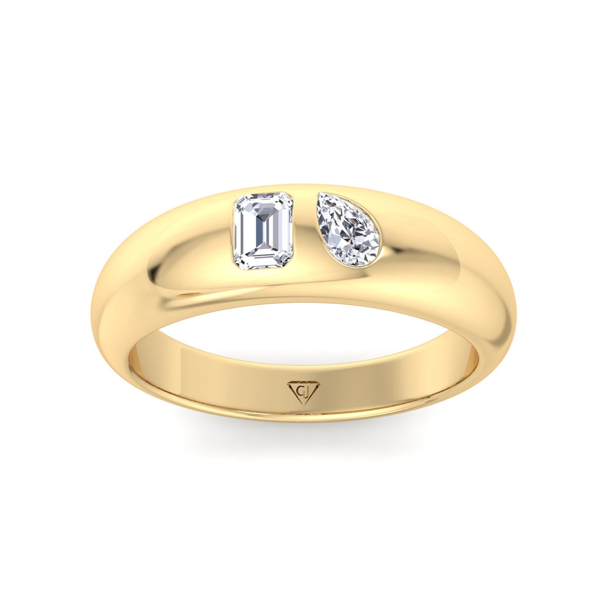 Verdiana - Toi et Moi Domed Bezel Set Diamond Ring - Gem Jewelers Co