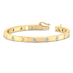 Anza - Round Cut Bezel Set Natural Diamond Bangle - Gem Jewelers Co