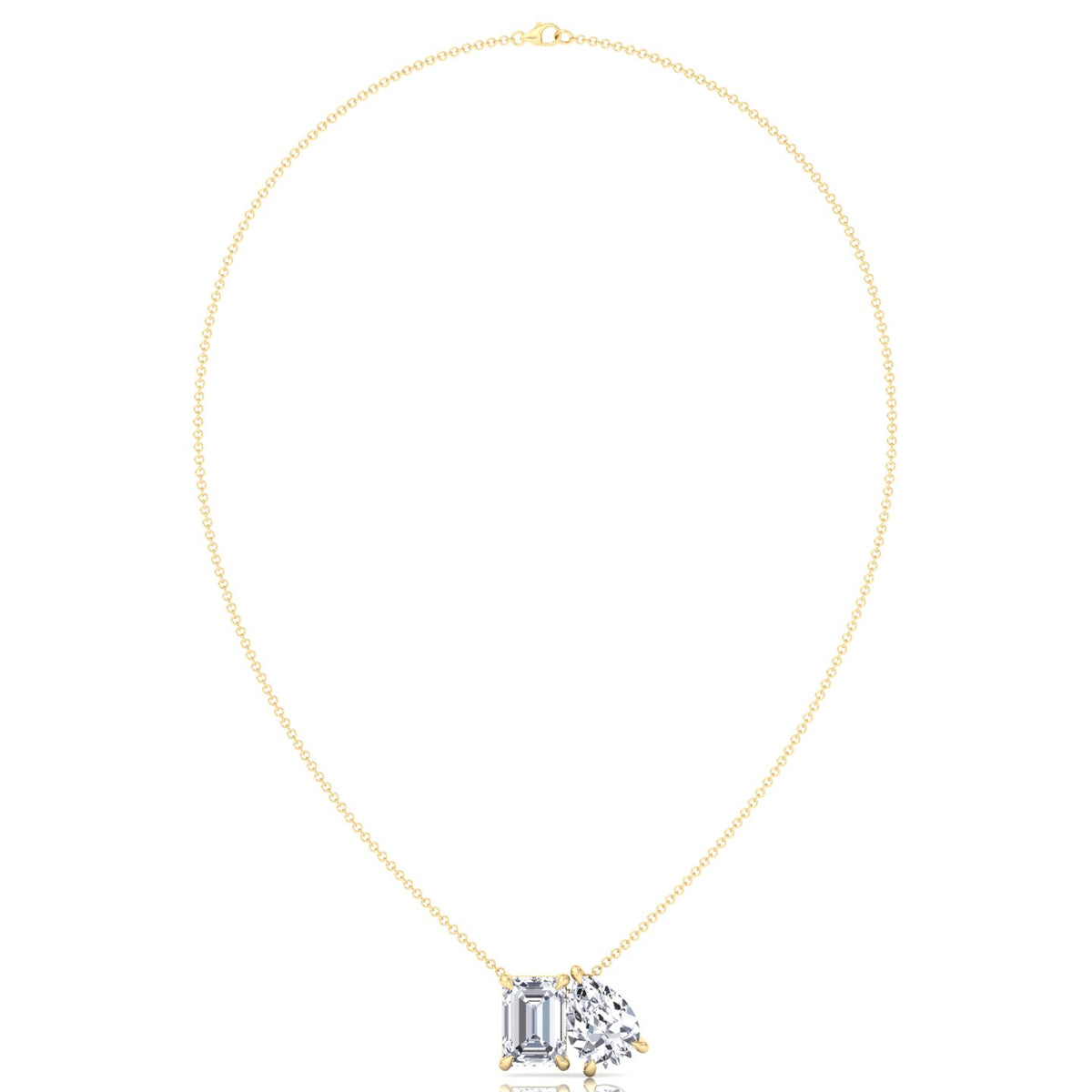 Toi Et Moi Pear & Emerald Cut Natural Diamond Pendant-14K-18K-Yellow Gold