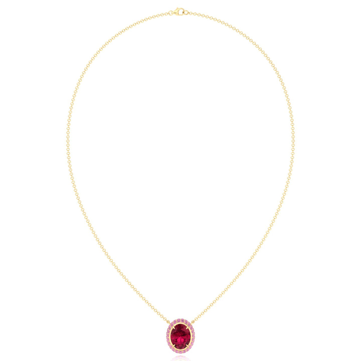 (3.5CT T.W.) Natural Pink Sapphire and Ruby Pendant Yellow Gold 14K 18K