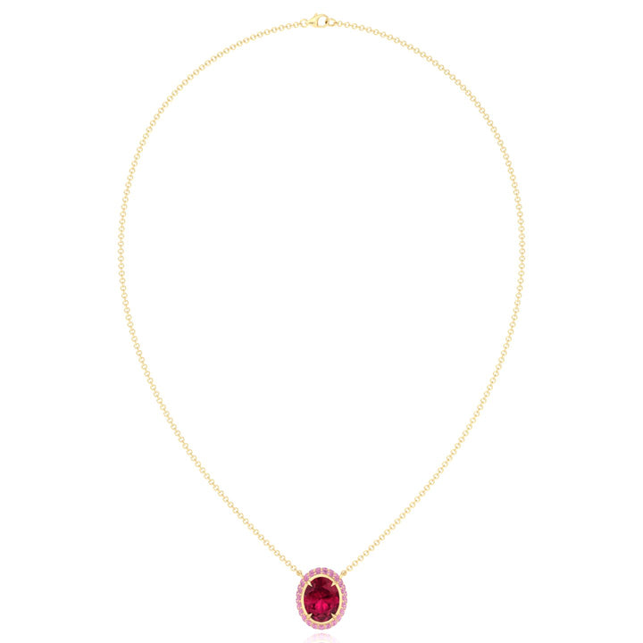 (3.5CT T.W.) Natural Pink Sapphire and Ruby Pendant Yellow Gold 14K 18K