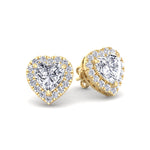 Tiana - Heart Shape Diamond Halo Studs - Gem Jewelers Co