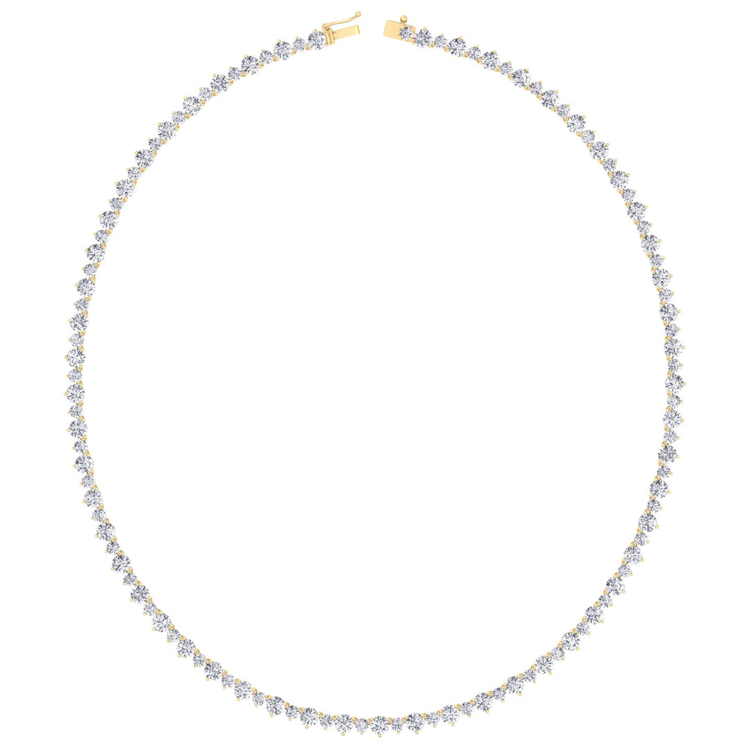 3 Prong Alternating Size Natural Diamond Tennis Necklace