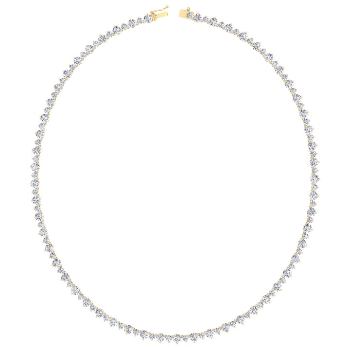 3 Prong Alternating Size Natural Diamond Tennis Necklace