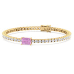 Martina - Emerald Cut Single Stone Natural Pink Sapphire & Diamond Tennis Bracelet - Gem Jewelers Co
