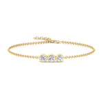 Palmira - Three Stone Bezel Set Natural Diamond Rolo Chain Bracelet - Gem Jewelers Co
