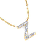 Z Initial Natural Diamond Pendant Necklace Yellow Gold 14K 