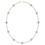 Emerald Shape Halo Station Natural Diamond Tennis Necklace in 14K Solid Gold Yellow Gold 14K 18K