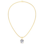 Round Shape - Natural Diamond Necklace Pendant-  on Luxe Omega Chain - 14K-Yellow Gold