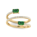 Valora - Green Emerald Spiral Pave Wrap Ring - Gem Jewelers Co