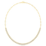 Paper Clip and Bezel Set Diamond Tennis Necklace-4CT-8CT-14K- All Yellow Gold