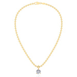 Natural Diamond Beaded Necklace with Round Pendant-14K-0.50CT-1CT-Yellow Gold