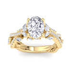 Fiorella - Oval Shape Diamond Engagement Ring with Marquise Shape Side stones and Twisted Pave Band - Gem Jewelers Co