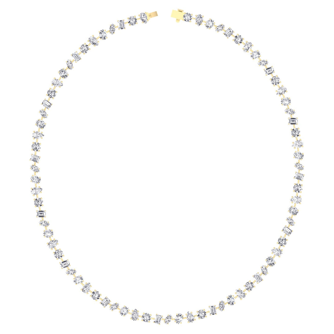 Multi Shape Natural Diamond Tennis Necklace in Prong Setting