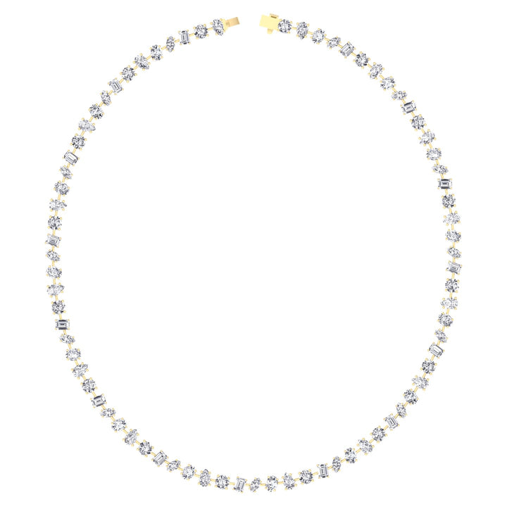 Multi Shape Natural Diamond Tennis Necklace in Prong Setting