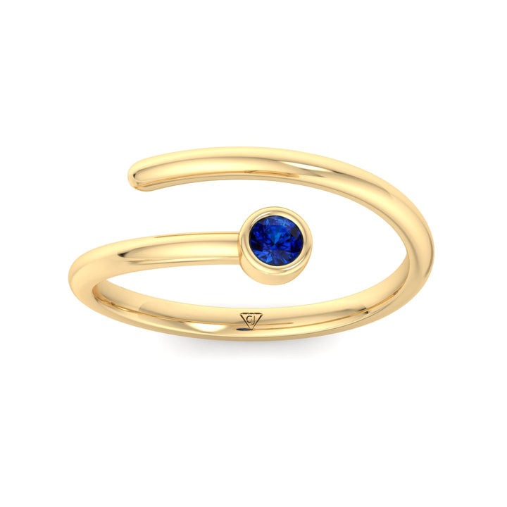 Bleu - Round Cut Blue Sapphire Bezel Set Stacking Ring