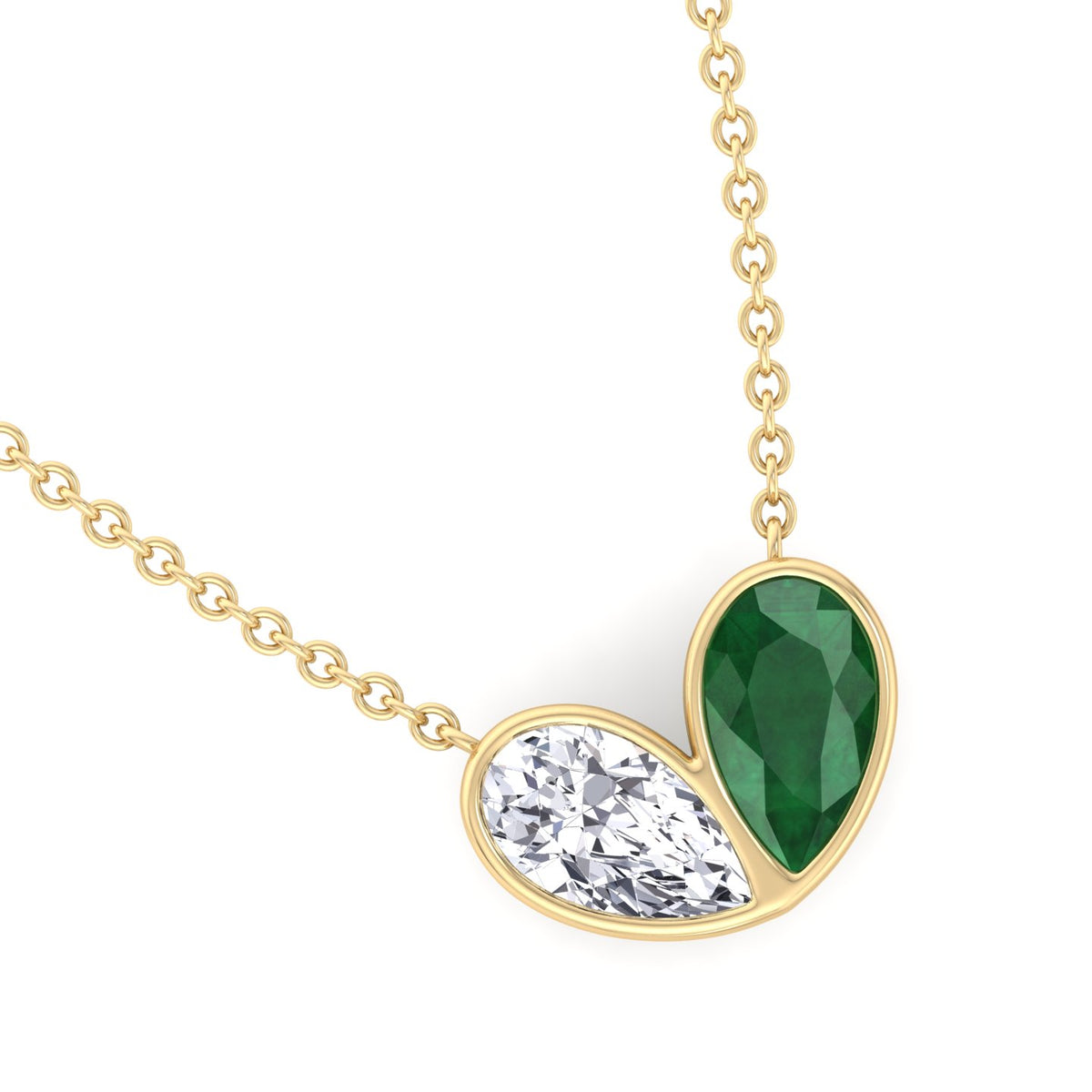 Patriz - Pear Shape Green Emerald and Natural Diamond Pendant Necklace - Gem Jewelers Co