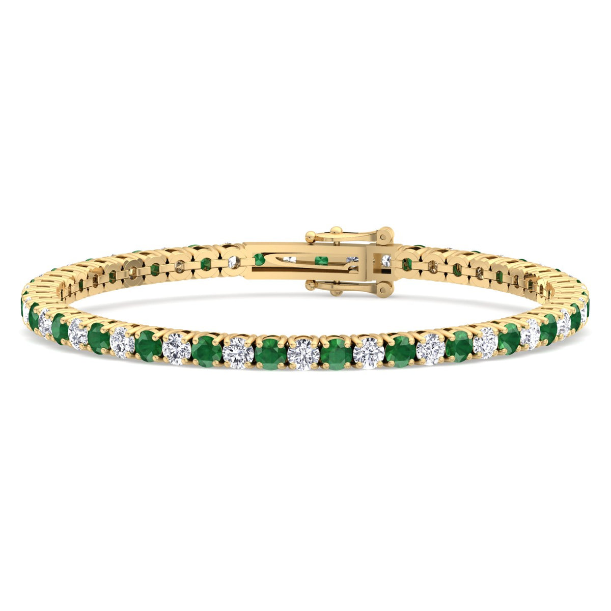 Estelle - Natural Diamond & Emerald Tennis Bracelet - Gem Jewelers Co