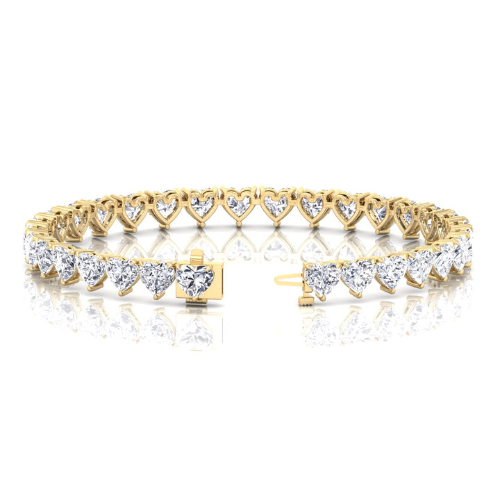 Heart Shape Natural Diamond Tennis Bracelet Yellow Gold 