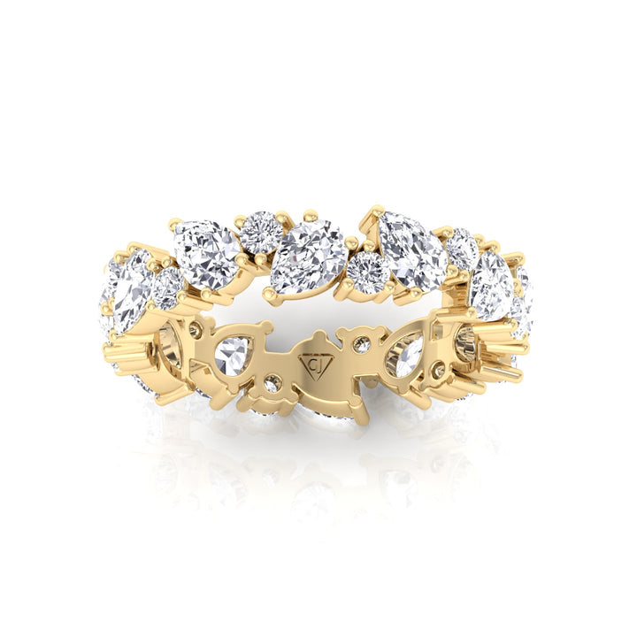 Pear & Round Shape Natural Diamond Cluster Eternity Band