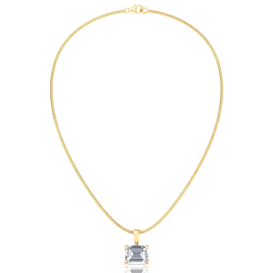 Luxe Omega Chain-Emerald-Cut-Natural Diamond Necklace Pendant 