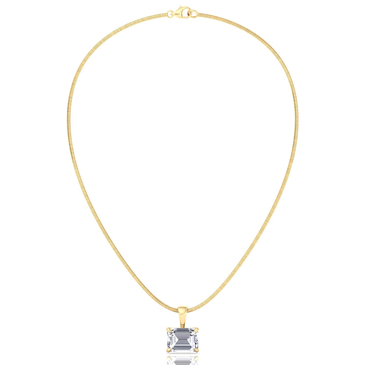 Luxe Omega Chain-Emerald-Cut-Natural Diamond Necklace Pendant 