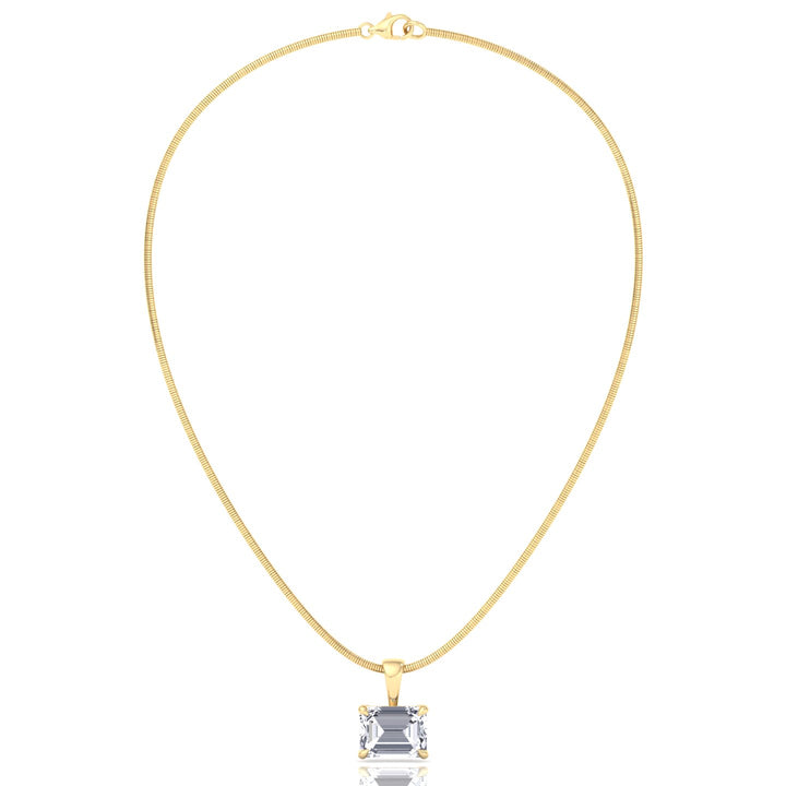 Luxe Omega Chain-Emerald-Cut-Natural Diamond Necklace Pendant 