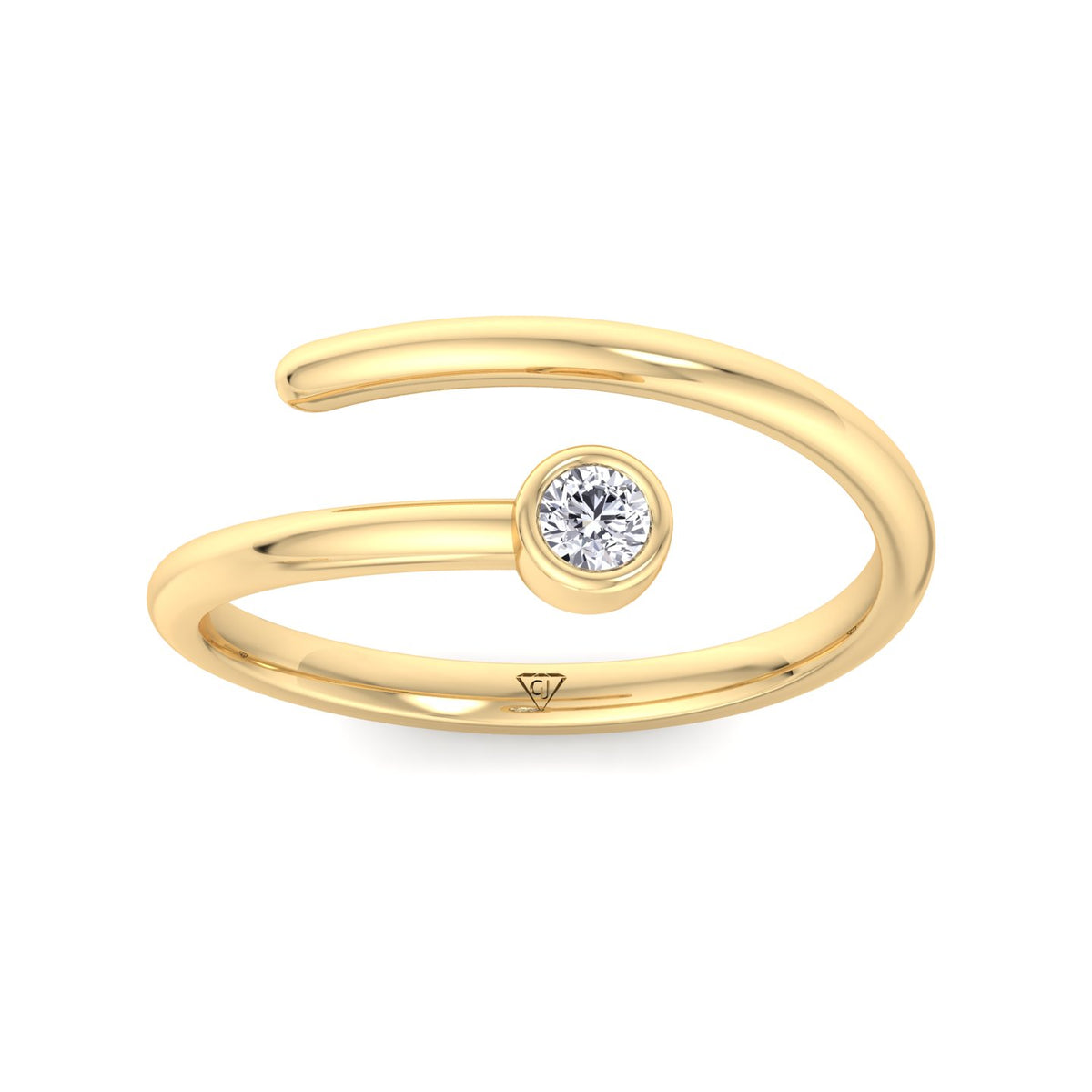 Sylvie - Round Cut Diamond Bezel Stacking Open Ring - Gem Jewelers Co