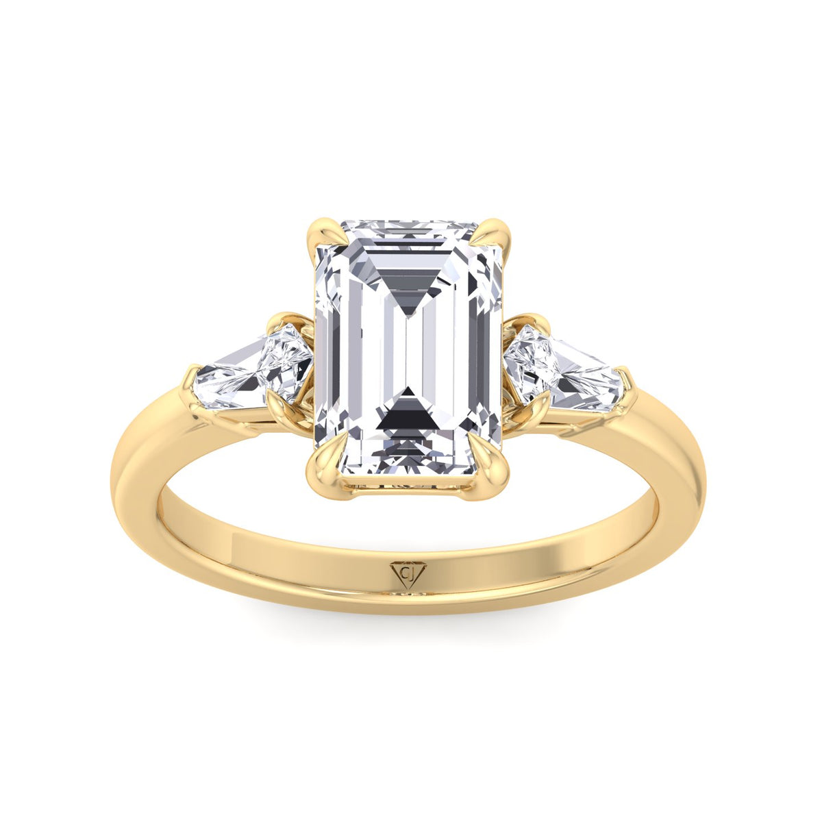 Caterina - Emerald Shape Diamond Engagement Ring With Tapered Baguette Side Stones - Gem Jewelers Co