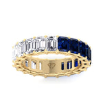 Gala - Emerald Shape Diamond and Blue Sapphire Eternity Band - Gem Jewelers Co
