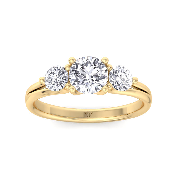 3 Stone Round Shape Natural Diamond Engagement Ring