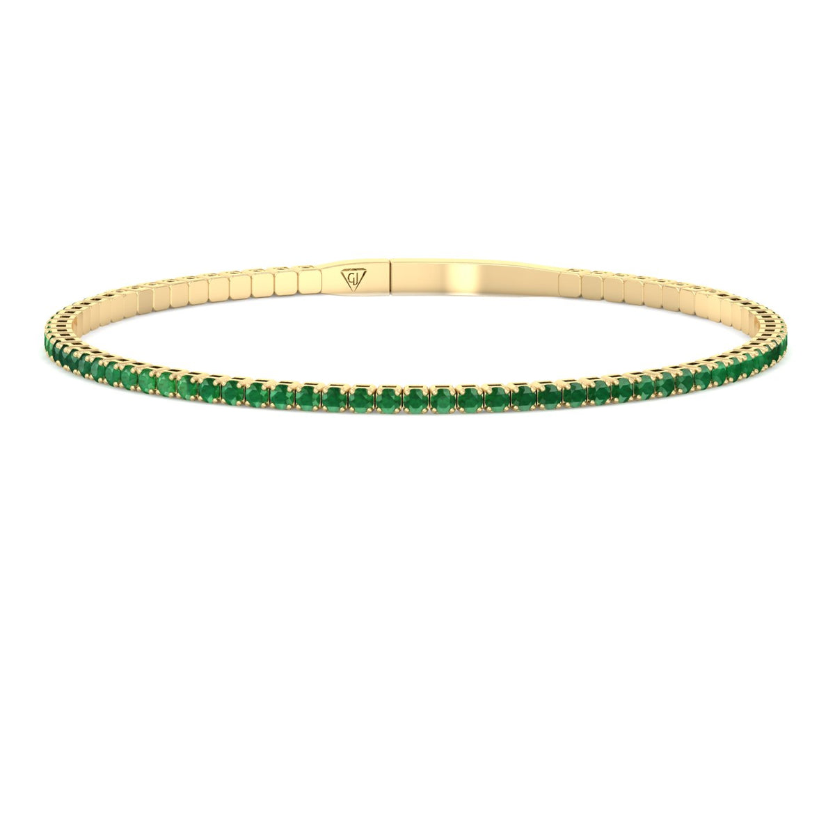 Chiara - Flexible Natural Emerald Bangle in 14K Solid Gold - Gem Jewelers Co