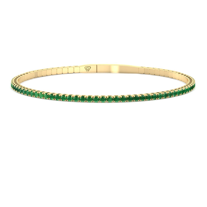 Chiara - Flexible Natural Emerald Bangle in 14K Solid Gold - Gem Jewelers Co