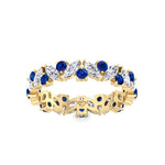 Round Natural Blue Sapphire and Marquise-Cut Natural Diamond Eternity Band YG 2