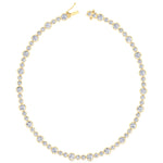 Alternating Size Bezel Set Natural Diamond Tennis Necklace Yellow Gold 14K 18K