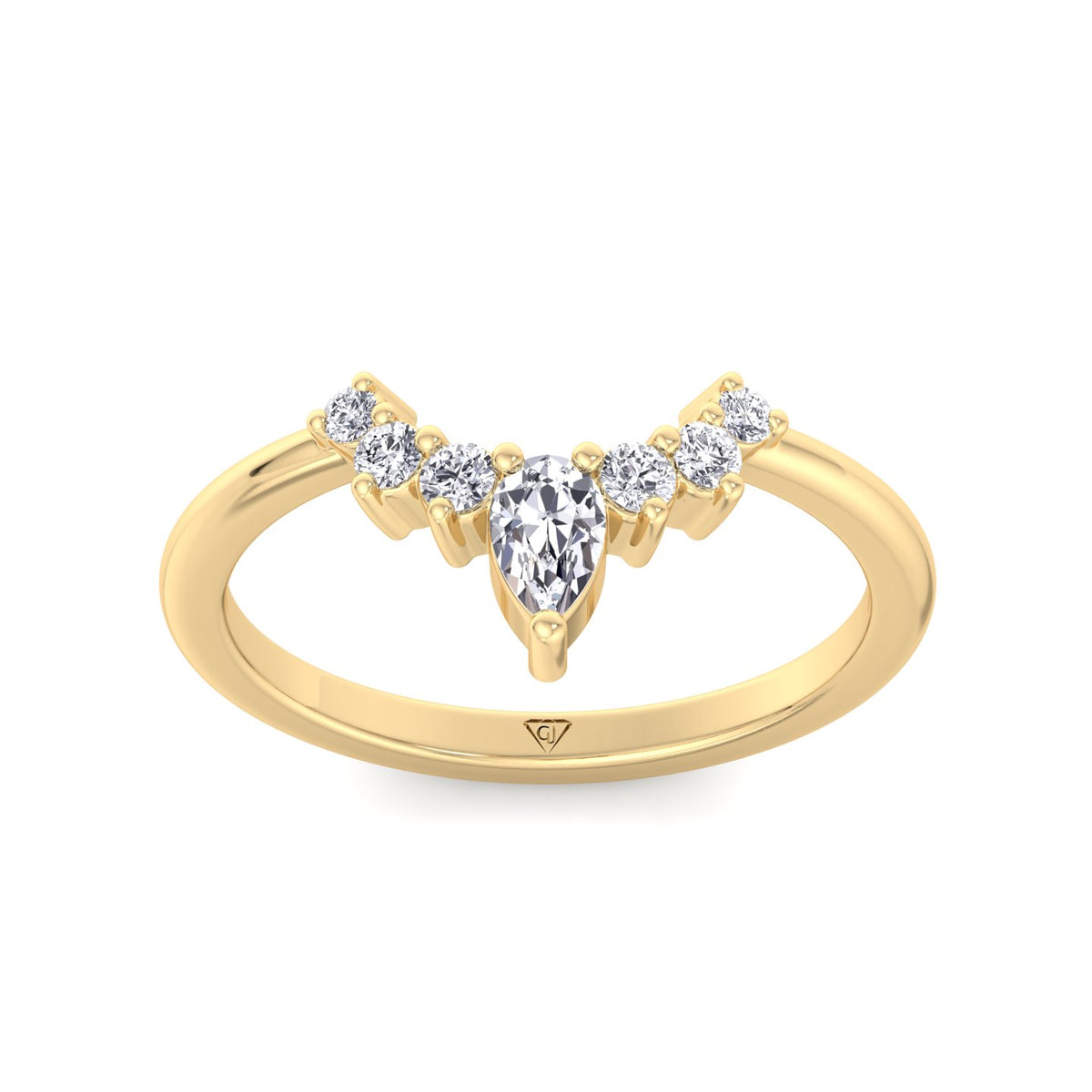 YG Pear Shape Natural Diamond Curved Tiara Engagement Ring