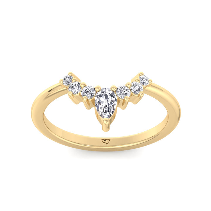 YG Pear Shape Natural Diamond Curved Tiara Engagement Ring