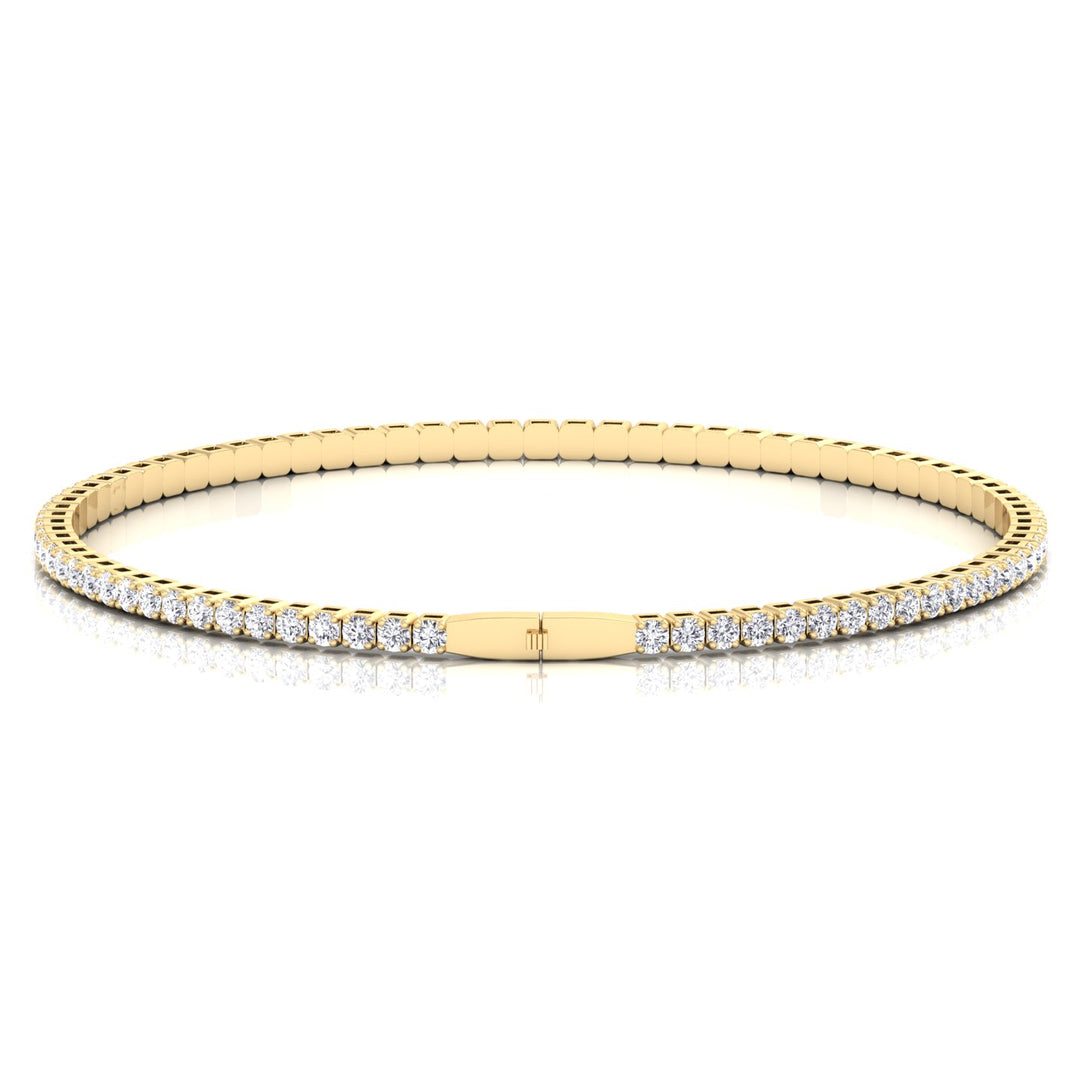 Flexible Round Natural Diamond Full Bangle in 14K Solid Gold