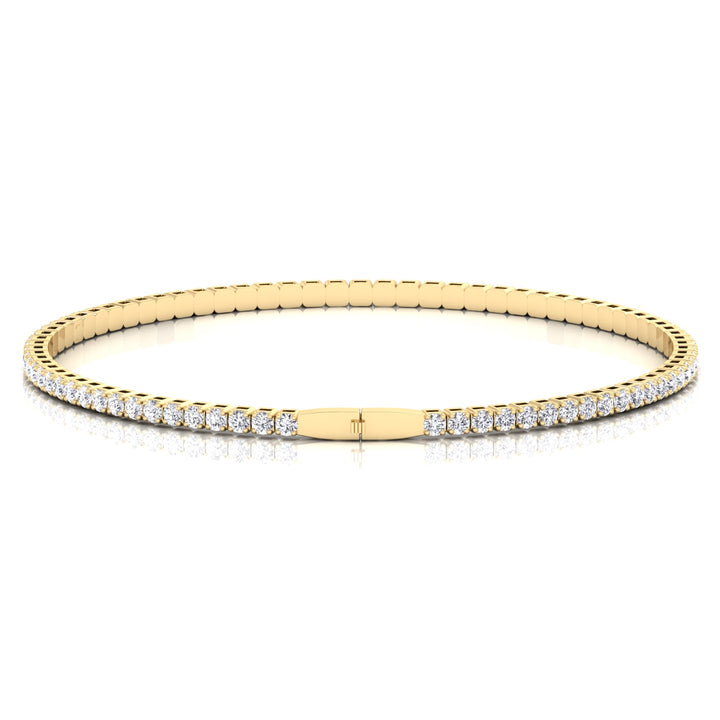 Flexible Round Natural Diamond Full Bangle in 14K Solid Gold