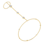 Bezel Set Natural Diamond Hand Ring Chain Yellow 14K