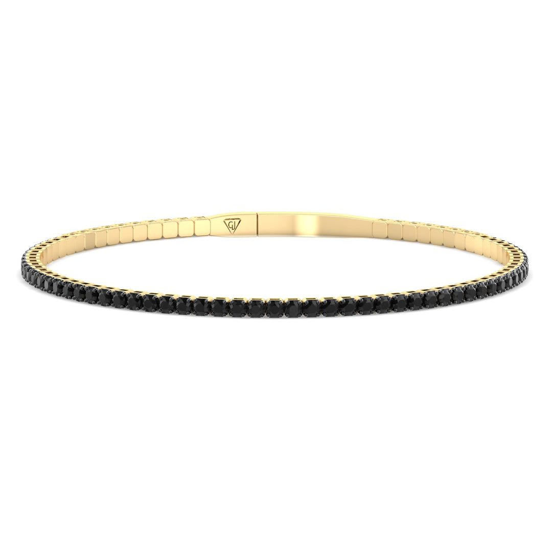 Flexible Natural Black Diamond Bangle in 14K Solid Gold