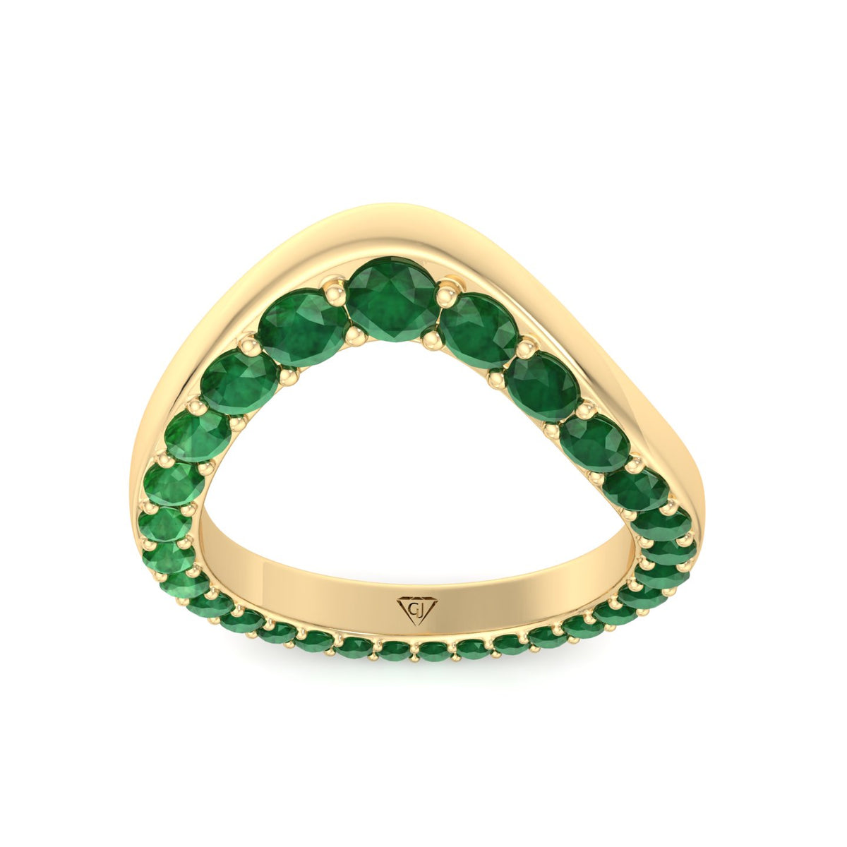 Natural Green Emerald Invisible Halo Eternity Band Yellow Gold 14K 18K