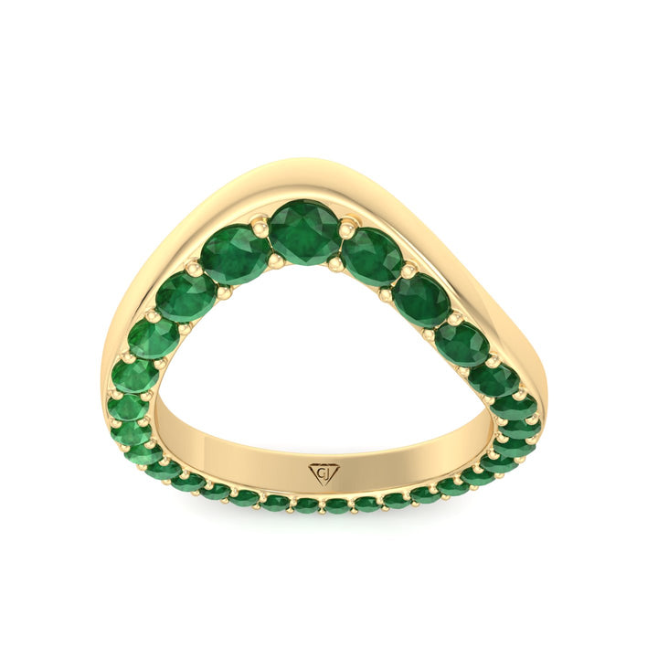 Natural Green Emerald Invisible Halo Eternity Band Yellow Gold 14K 18K