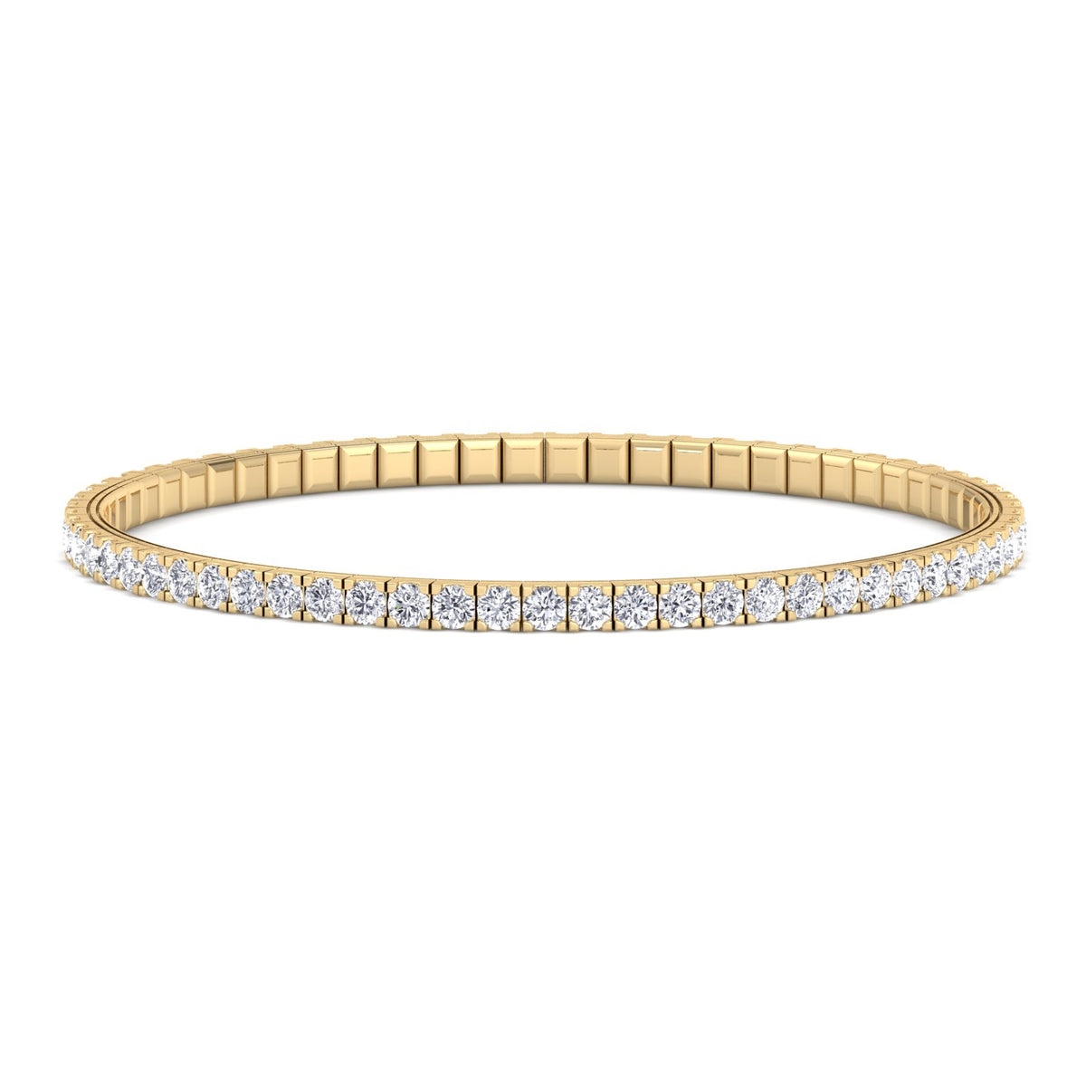Flexible Tennis Bracelet -14K-3CT-6CT-Yellow Gold