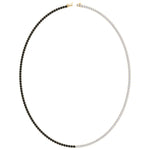 Natural Half Black and White Diamond Tennis Necklace Yellow Gold 14K