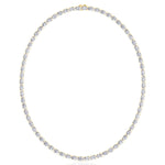 Oval Shape East to West Natural Diamond Tennis Necklace Yellow Gold 14K 18K