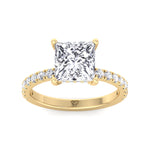 Madella - Princess Shape Hidden Halo Diamond Engagement Ring with Pave Band - Gem Jewelers Co