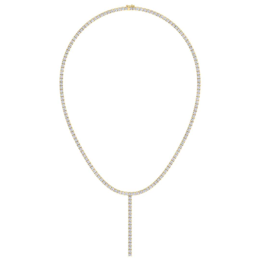4 Prong Natural Diamond Y Drop Tennis Necklace YG 3